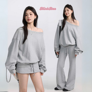 Áo Sweater Trễ Vai BlinkBae Áo Lệch Vai Nỉ 2 Da Sexy Nữ Tính Áo Dài Tay Basic Hàn Quốc