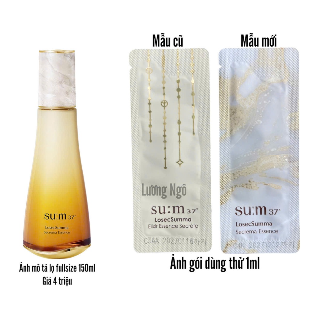 Combo Gói sample tinh chất nước thần tái sinh, làm sáng da Su:m37 Losec Summa Elixir Essence Secréta 1ml