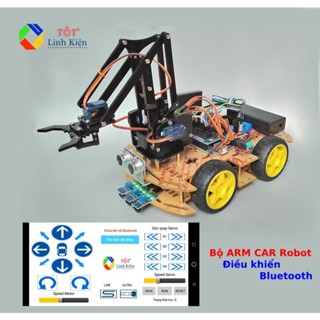 [Có VAT] Arm Car Robot Bluetooth DIY- Bộ Xe Cánh Tay 4 Bậc Đa Năng Điều Khiển Bluetooth