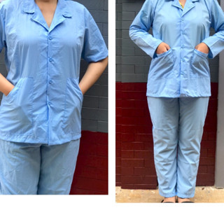 Bộ Quần Áo Blouse Nam Nữ Xanh Dương - Quần Áo Công Nghệ, Quần Áo Bệnh Nhân [ đồ y chang hình]