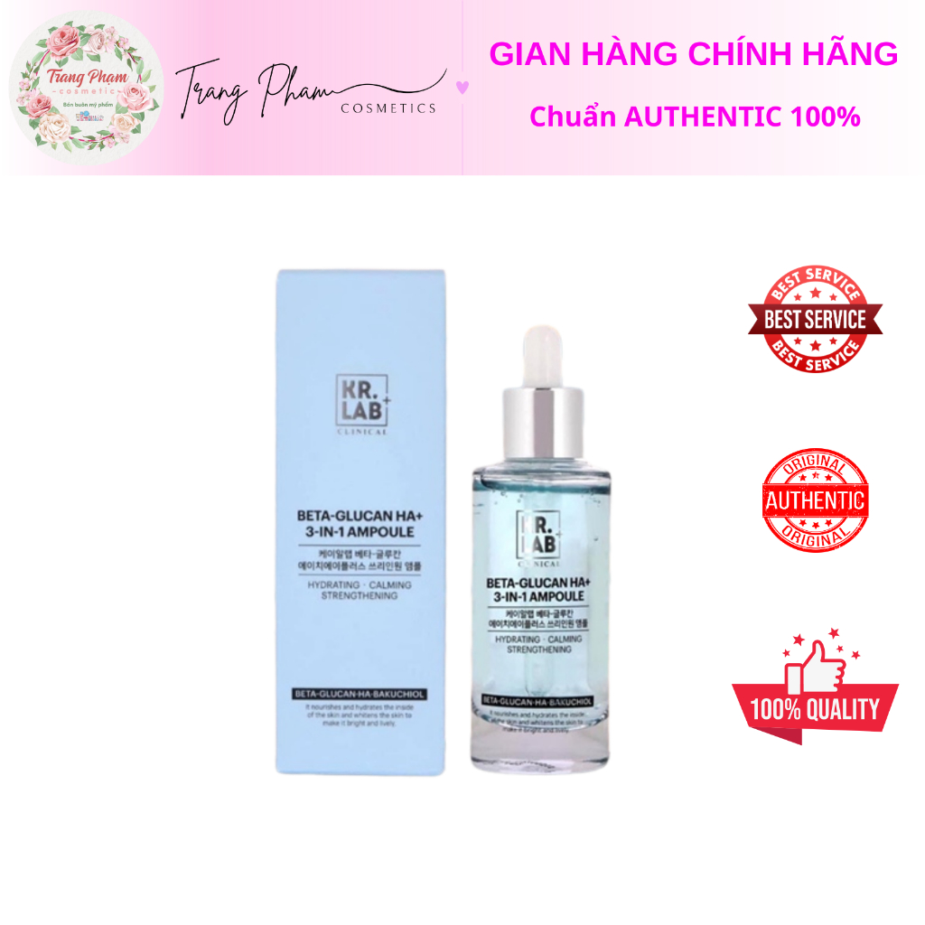 Serum Ampoule Beta Glucan HA+ Kr.Lab 50ml Dưỡng Ẩm Chuyên Sâu