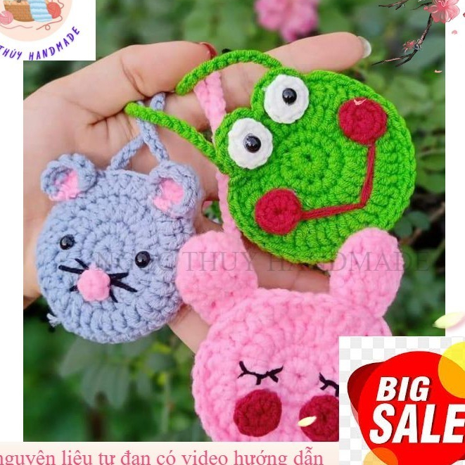 Túi đựng tỏi cho bé bàng len nhiều mẫu xinh xắn size 7cm