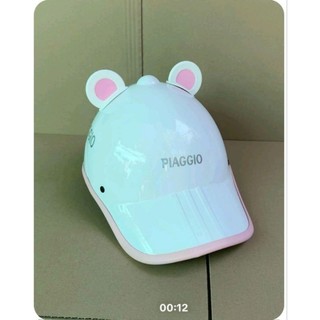 Nón bảo hiểm lưỡi trai piago có lỗ cột tóc nữ ( tặng kèm tai gấu cute)
