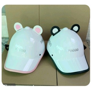 Nón bảo hiểm lưỡi trai piago có lỗ cột tóc nữ ( tặng kèm tai gấu cute)