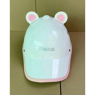Nón bảo hiểm lưỡi trai piago có lỗ cột tóc nữ ( tặng kèm tai gấu cute)