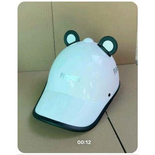 Nón bảo hiểm lưỡi trai piago có lỗ cột tóc nữ ( tặng kèm tai gấu cute)