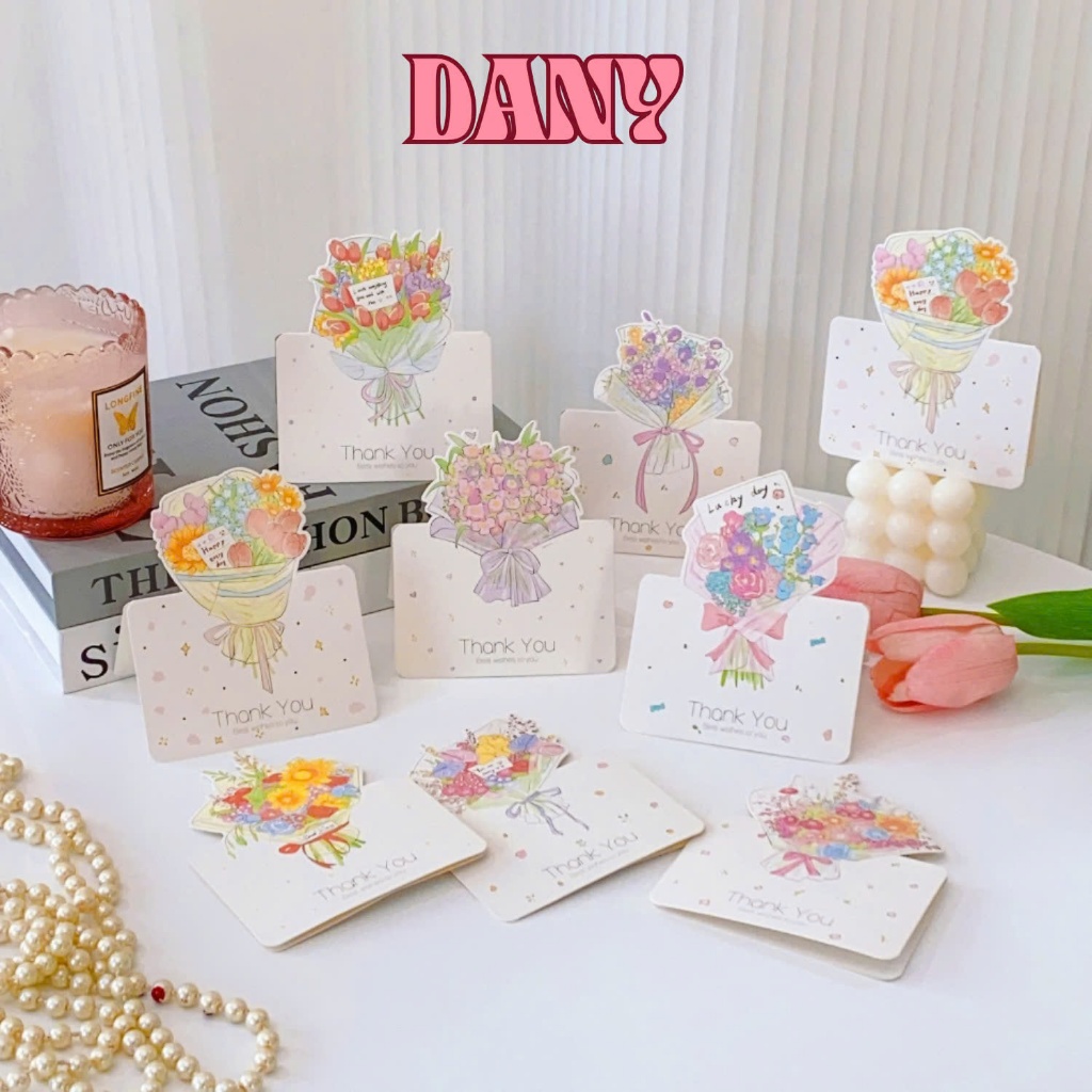 DANY (THIỆP 12) COMBO 5 THIỆP BÓ HOA XINH XẮN 3D THIỆP CHÚC MỪNG 20/10 20/11 8/3 14/2 VPP