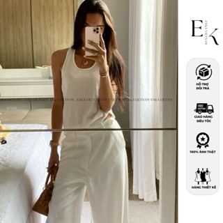 Áo ba lỗ form rộng basic SUMMER TOP thun len sọc trắng đen mùa hè - ENKA VIETNAM