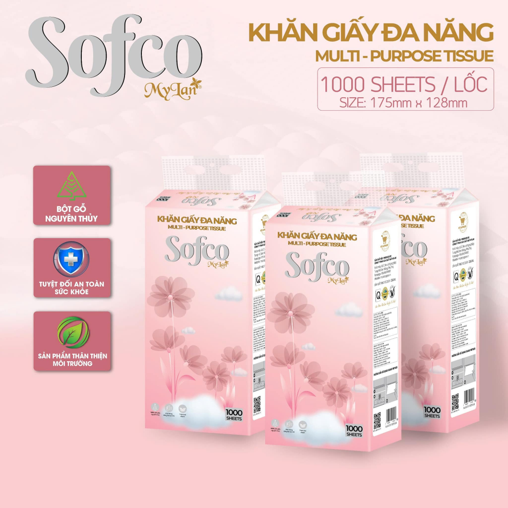 Giấy rút đa năng cao cấp Sofco 4 lớp (1000 tờ/bịch)