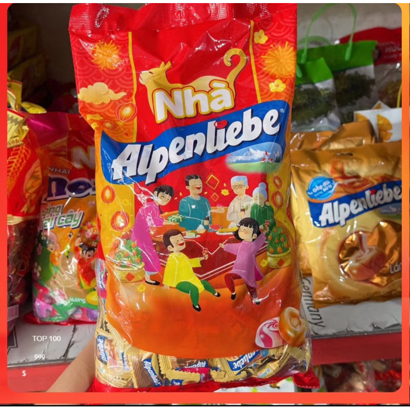 Kẹo Cứng Alpenliebe Sữa Caramen + Dâu Kem Bịch 2kg