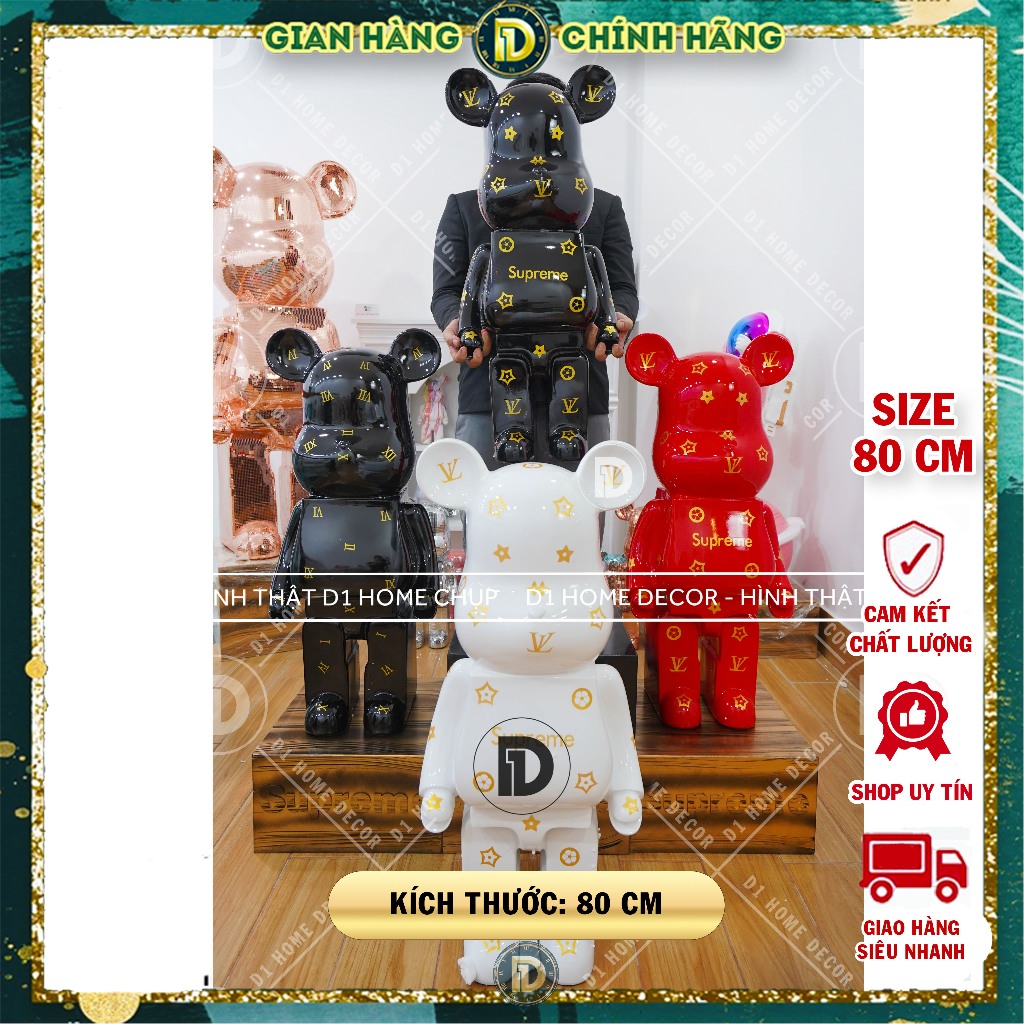 Tượng Gấu Bearbrick La Mã Decor Bưng đồ - Trang Trí Nhà Cửa - Nhập khẩu D1 home - Size 80 cm