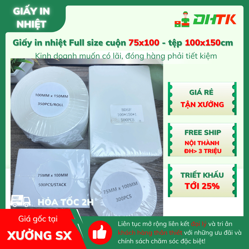    Loại 1 Giấy in nhiệt A6 A7 tự dính 100x150mm tệp 500 tờ in đơn hàng TMĐT in bill chuyển phát 
