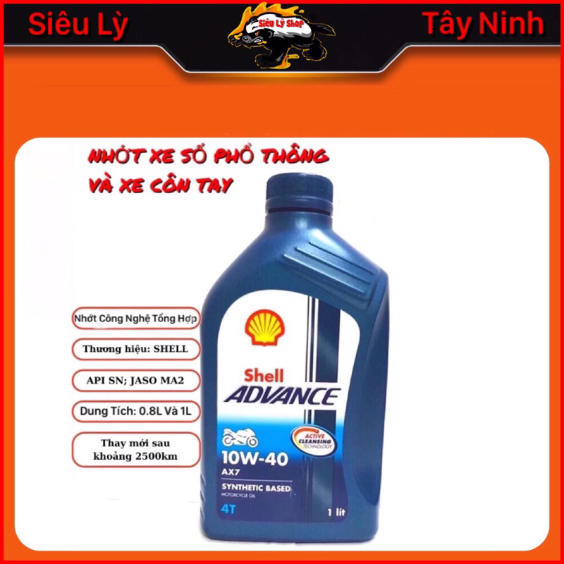 Nhớt xe số Shell Advance AX7 0.8L - 1L
