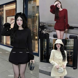  Set Bộ 2 Món Áo Tay Dài Đính Hoa + Quần Giả Váy Bigsize 50-90kg 