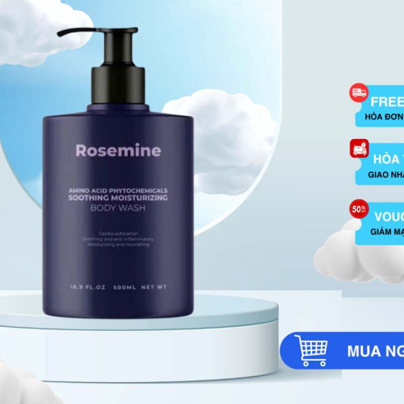 Sữa tắm Rosemine Body Wash dưỡng ẩm và làm sáng da 500ml | BigBuy360 - bigbuy360.vn