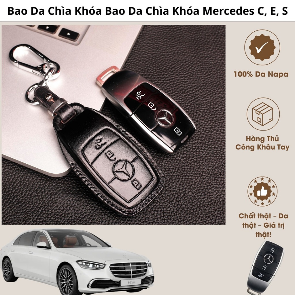 Ốp Chìa Khóa Mercedes Benz A, C, E Grade C260L, E300L, GLC300, GLS 450 - Da Nappa Chống Trầy Xước