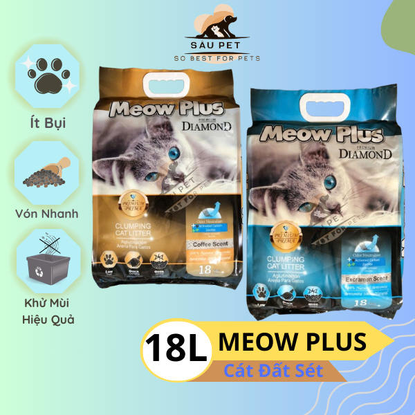 Cát Vệ Sinh Mèo Cat Meow Plus Túi 18L Ít Bụi Khử Mùi Tốt Vón Cục Nhanh