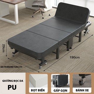 Giường gấp gọn 4 khúc bọc da văn phòng thông minh xếp gọn có thể gấp thành ghế rất tiện lợi cho dân văn phòng ngủ trưa