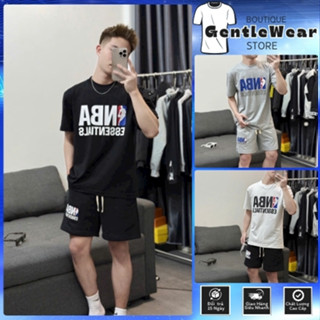 Bộ Quần Áo Cộc Hè Nam Cổ Tròn Phối Hoạ Tiết Sắc Nét_Bộ hè Chất liệu cotton Thoáng mát New 2025