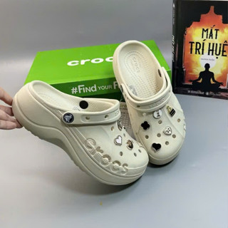 Dép Crocs Baya Clog Cross lỗ đế cao 5cm tôn dáng êm chân, trống trơn trượt