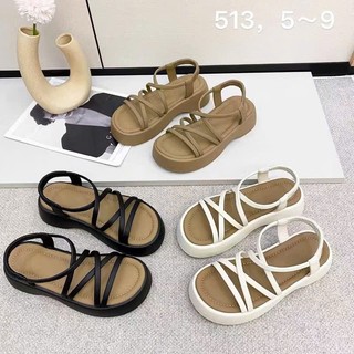 TH.STORE Xăng đan đế bằng quai chéo đế nâu