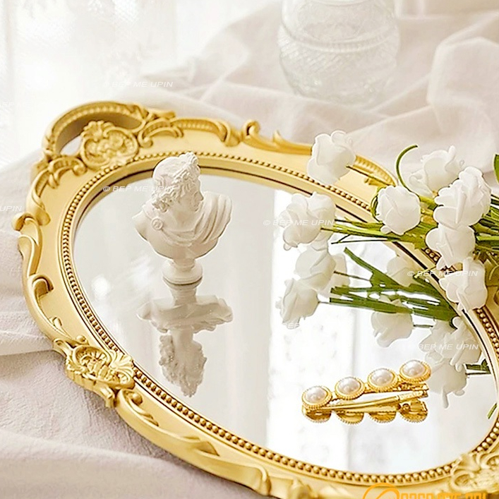 Khay gương vintage bày mâm tiệc thôi nôi, decor sản phẩm, trang trí nhà cửa
