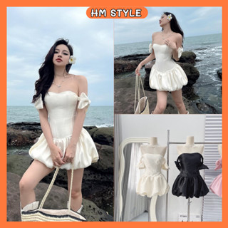 [Có Mút Ngực] Váy cúp ngực dáng bí đính nơ, Đầm Corset đi biển bồng bềnh có mút ngực HV405