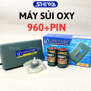 Máy Sủi Khí Oxy Cho Bể Cá Chạy Pin VS-960 Tặng Vòi Và Đá Sủi - SHIWA