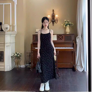 Đầm Váy 2 dây dáng dài body hoạ tiết hoa nhí co giãn mát mịn HUTA