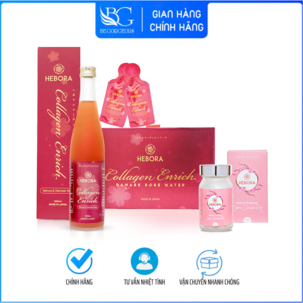 Hebora Collagen Enrich Damask Rose Water / Hebora Premium Sakura Damask Rose hương tự thân Nhật Bản