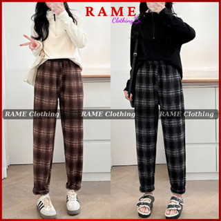 Quần Baggy Nữ Kẻ Sọc Caro Chất Umi Dạ Cao Cấp Co Giãn 4 Chiều RAME CLOTHING