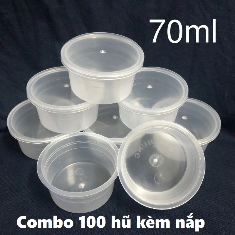 [Giá sỉ] Combo 100 hũ bánh Flan kèm nắp loại lớn [ 70ml ] [loại dày][ Nhựa Gia Hân]