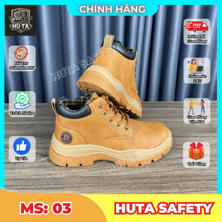 Giày Bảo Hộ HUTA MS03 – Mũi Thép Siêu Bền, Chống Đinh, Chống Nước, Êm Chân, Thời Trang