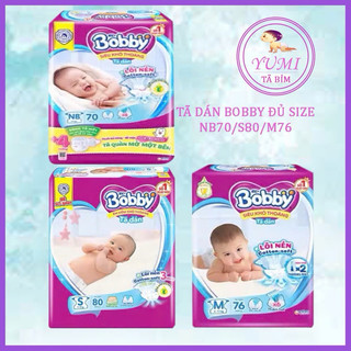  Tã dán sơ sinh Bobby S80  M76 NB70 mới- Lõi nén thần kỳ 3mm 