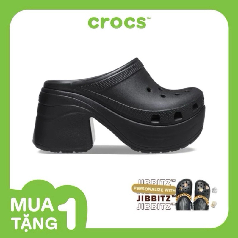 [ CHÍNH HÃNG ] GIÀY CLOG UNISEX CROCS SIREN - BLACK Giày Dép Đế Cao