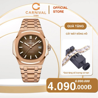  Đồng hồ nam Carnival 8108G1 máy Automatic Japan mặt vuông đính đá đẹp đẳng cấp sang trọng 