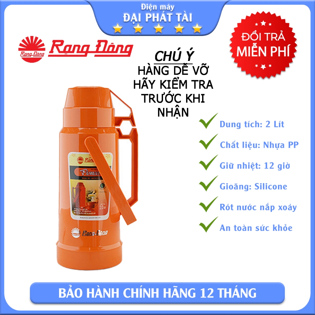 Phích đựng nước nóng Rạng Đông 2 LÍT RD 2035 (màu ngẫu nhiên)