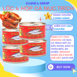 4 HỘP Cá hộp, Cá nục, Cá Trích, Cá mòi sốt cà chua 185gram Two Dragon thơm ngon, đậm đà hàng công ty