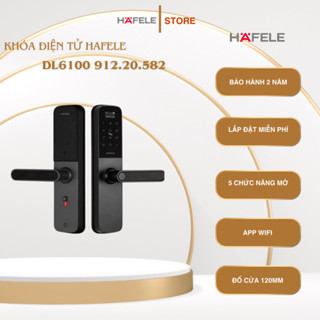 Khóa điện tử Hafele DL6100 912.20.582, Có mở vân tay, kiểu mở quay, dùng cho cửa gỗ