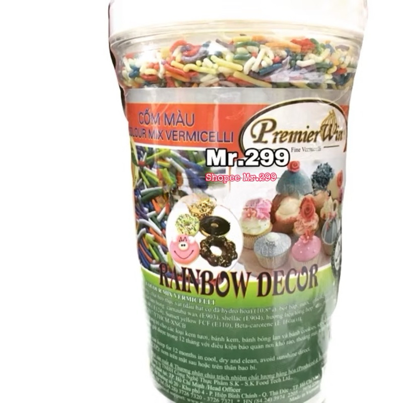Cốm màu rắc kem hủ 500 gram