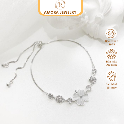 Lắc tay rút dây bạc ý cao cấp thiết kế xinh s925 Amora Jewelry
