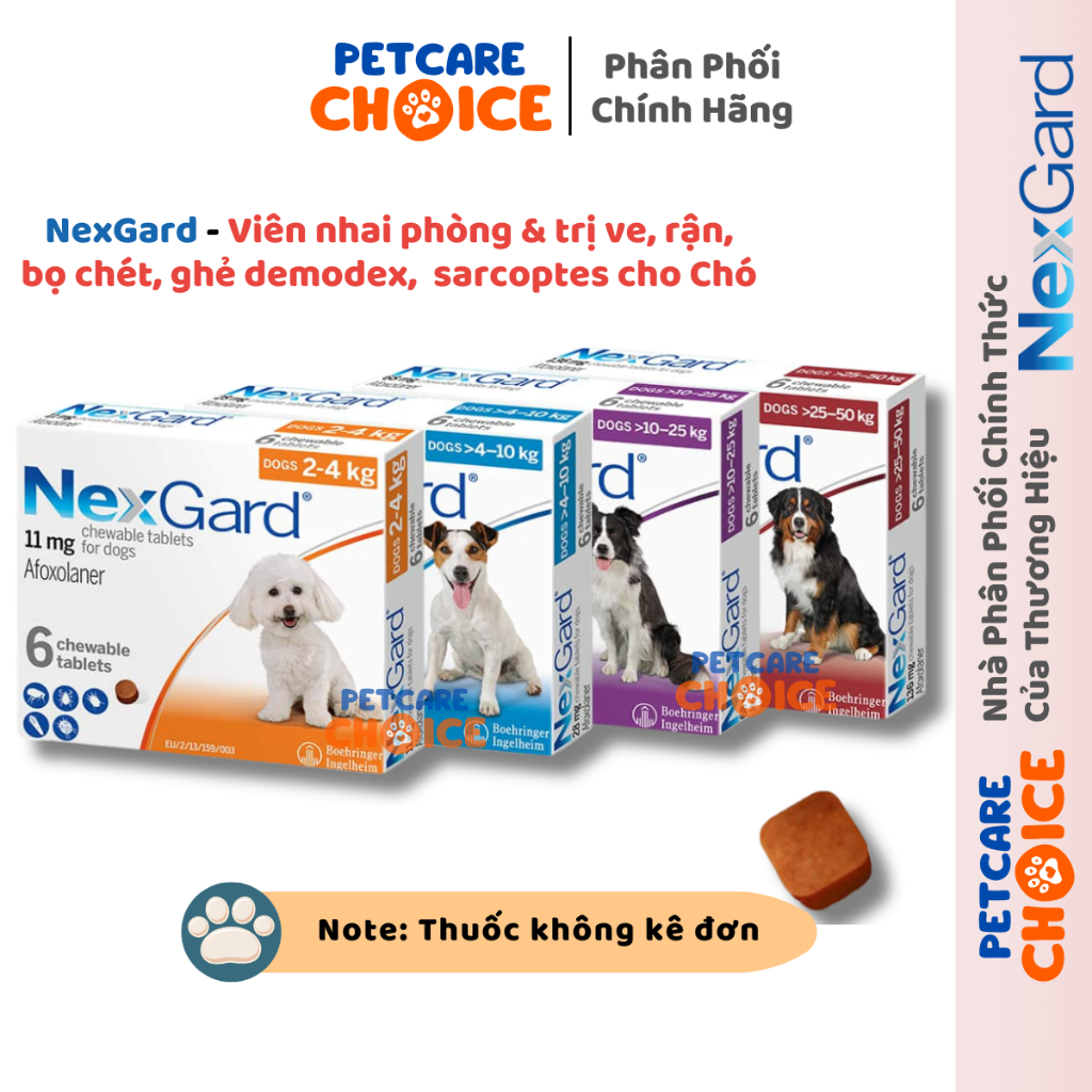 NexGard - Viên Nhai Phòng Và Trị Ve, Rận, Bọ Chét, Ghẻ Demodex Dành Cho Chó [1 Viên]