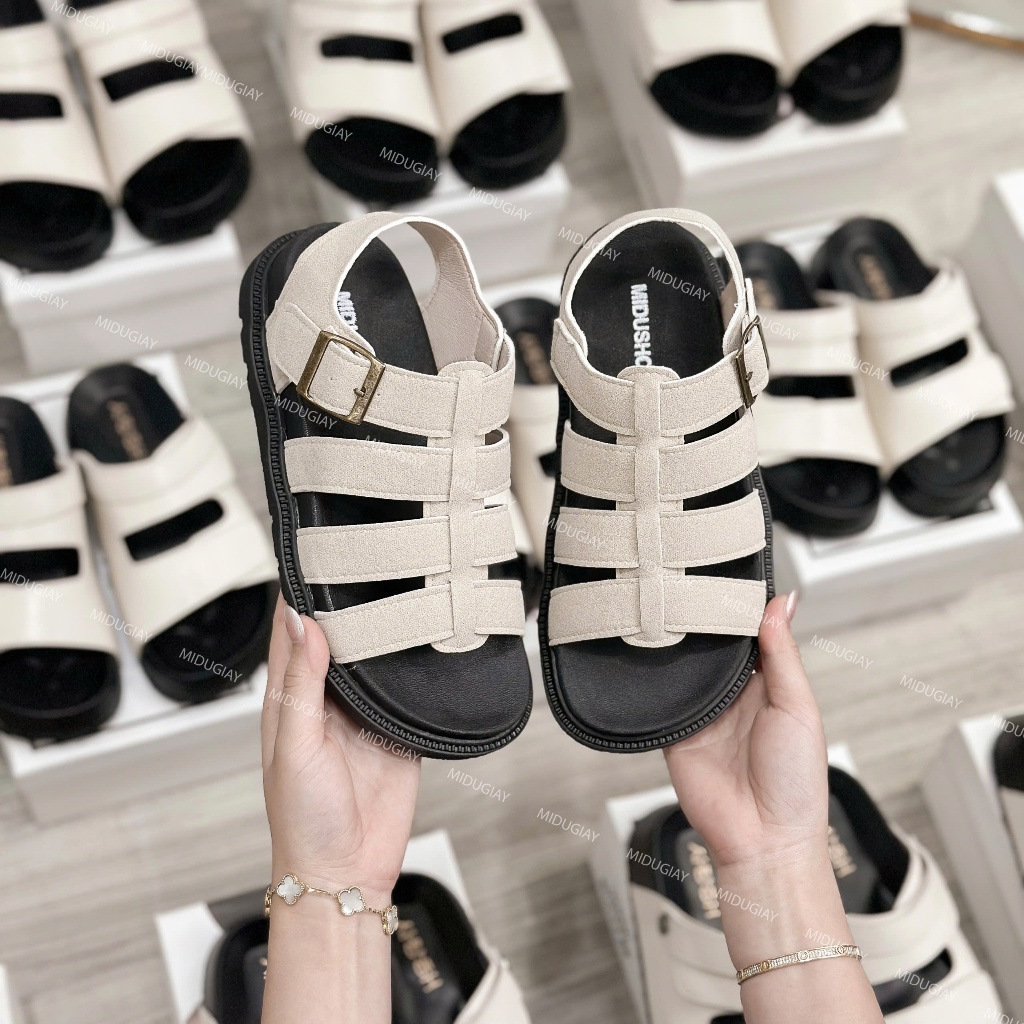 Dép Sandal MIDU JIMIN Quai Rọ 3 Màu 3 Phân, Dép Da Lộn Đế Cao Su Êm Phong Cách Nhẹ Nhàng