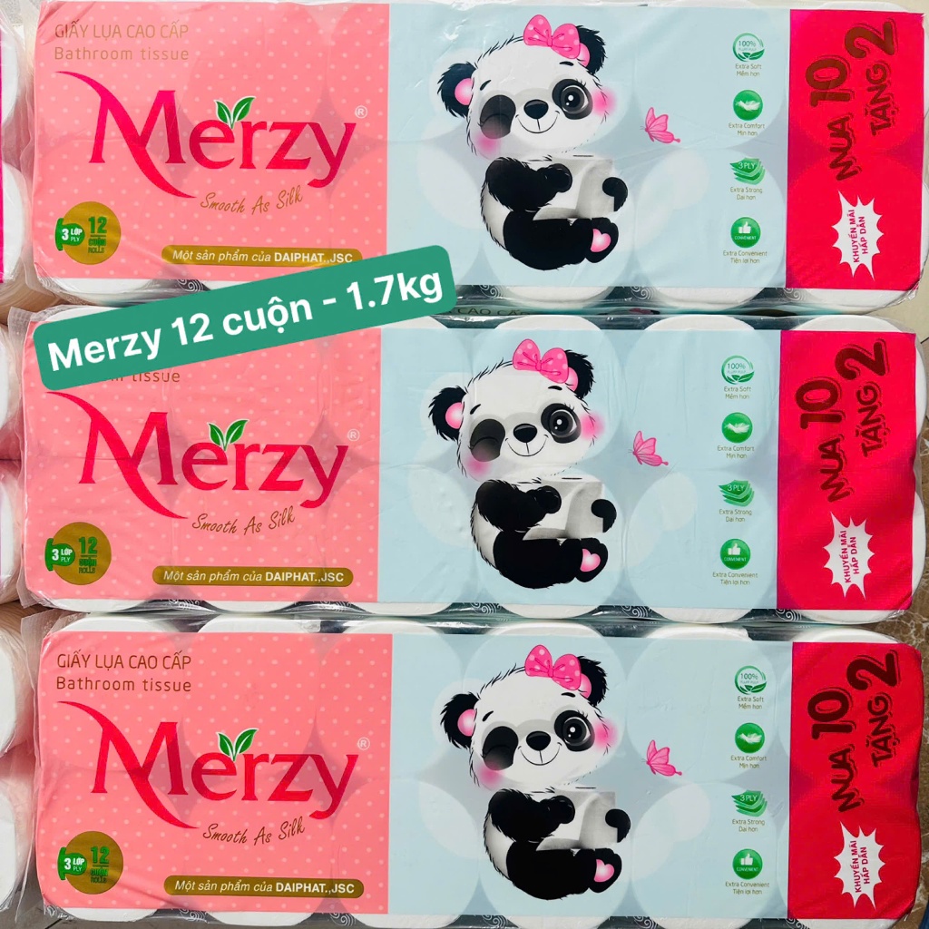 Giấy vệ sinh Merzy 12 cuộn 1.7kg 4 lớp siêu mịn #giấy vệ sinh merzy #gvs merzy #giấy merzy #giấy vệ 