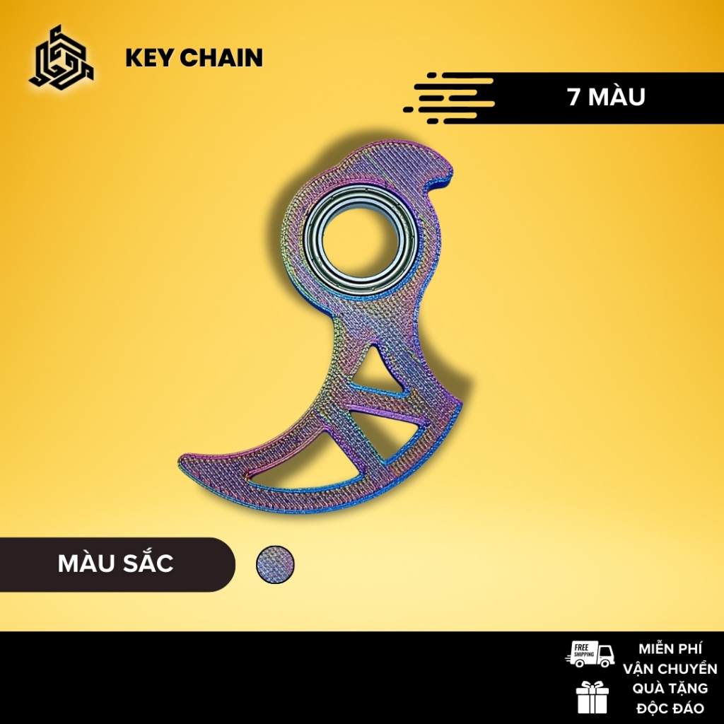 Móc Khóa Combo Keyrambit T5 Các Màu Kèm Đèn Led Neon Giúp Giảm Stress Tặng Kèm Móc Khóa BatMan