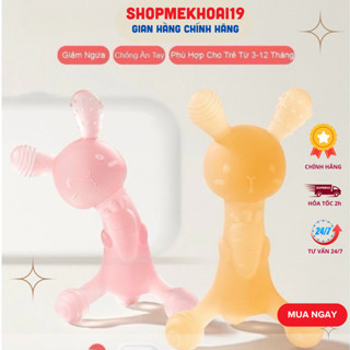 Gặm Nướu Cho Bé Sơ Sinh Silicon Cao Cấp Hình Thỏ Cầm Tay An Toàn