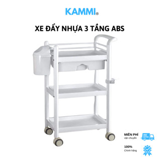 Xe Đẩy Nhựa 3 Tầng Có Bát Nước, Sọt Rác Mini, Xe Đẩy Nhựa Đa Năng, Kệ Đẩy Nhựa Spa Cao Cấp