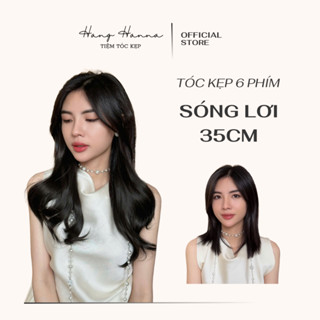  Premium | Tóc Kẹp 6 Mảnh HANNA Xoăn Sóng Lơi 35cm - Tóc Kẹp 6 Phím - Kẹp trợ lực silicon chất liệu lụa protei 