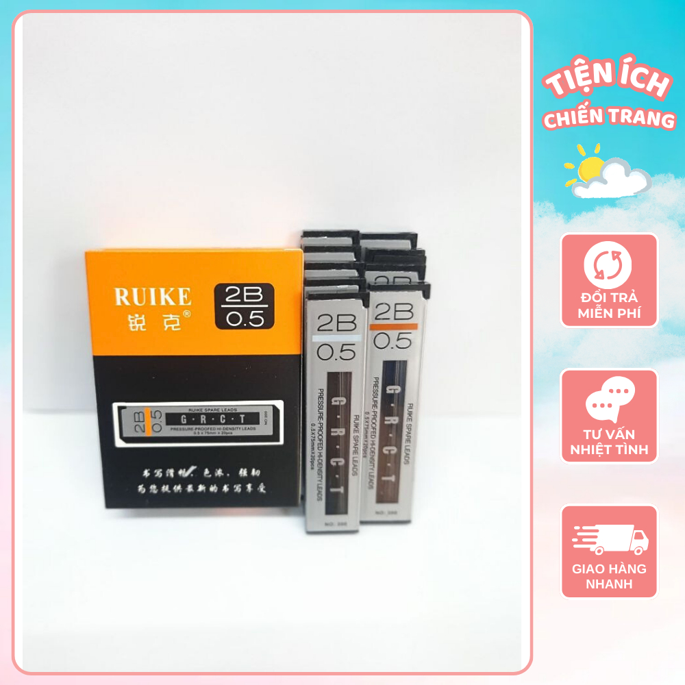 Combo 3 hộp ruột chì 2B tongxing ngòi 0.5mm thay thế tiện lợi cho bút chì kim nét chì đậm ít gãy vụn