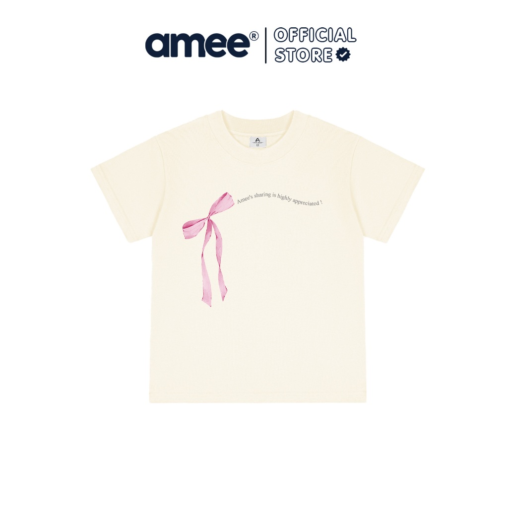 Áo thun Baby Tee Local Brand Amee Studio/ Bow Pink 100% Cotton 250gsm | BigBuy360 - bigbuy360.vn